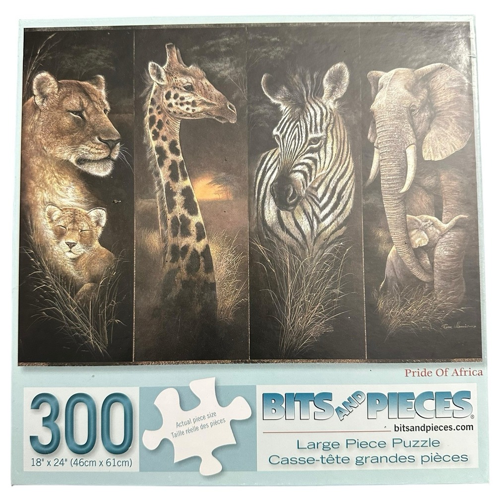 Bits and Pieces 300pc Jigsaw Puzzle "Pride of Africa" Giraffe Zebra Safari 18x24